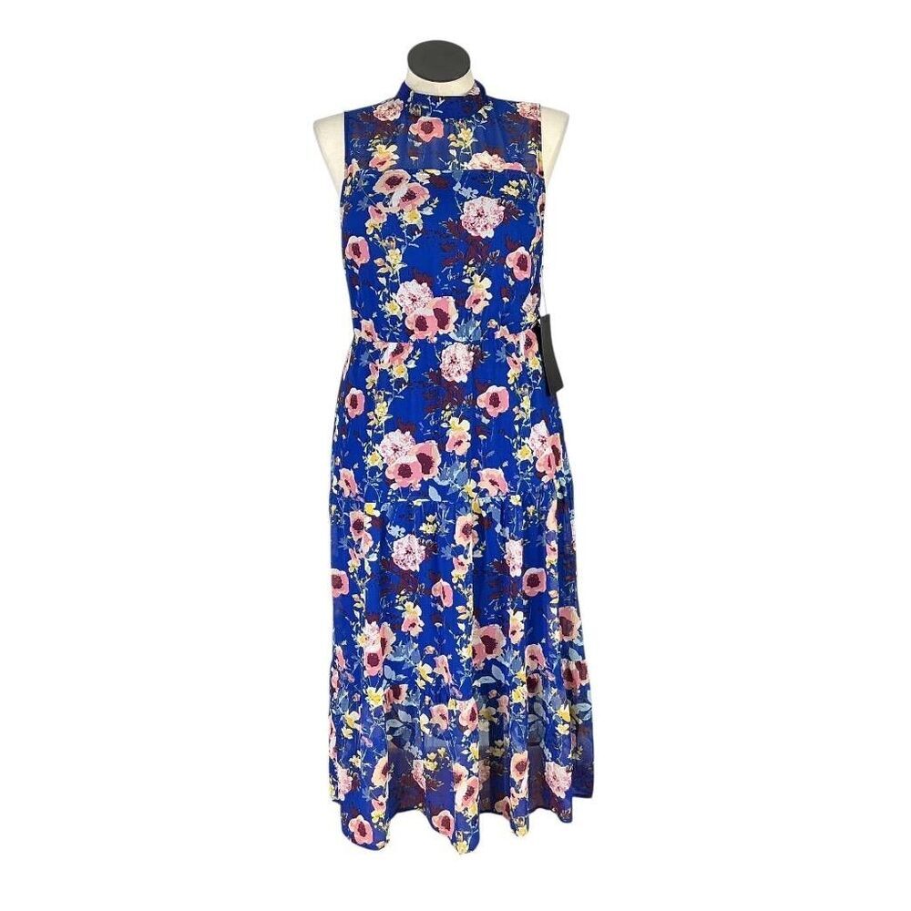 Lulus Sleeveless Floral Midi Dress Womens XL Blue In My Dreams NEW